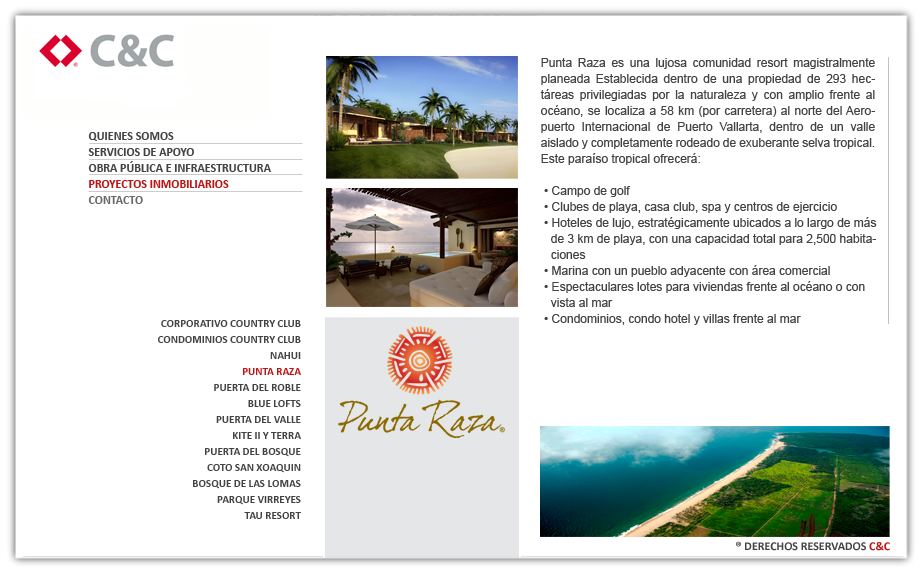 C&C Punta Raza resort Riviera Nayarit Puerto Vallarta lotes hoteleros playa  lujo ::.
